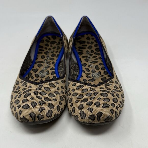Rothy’s The Flat Womens 8 Brown Spotted Leopard Knit Round Toe Slip On Shoes - Picture 6 of 15